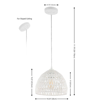 Campana 20" Bohemian Modern Woven Rattan/Iron LED Pendant